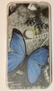 Силиконов гръб ТПУ за Lenovo K6 сив със синя пеперуда